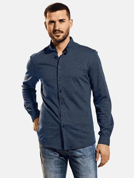 emilio adani Jerseyhemd mit Minimalmuster Saphirblau