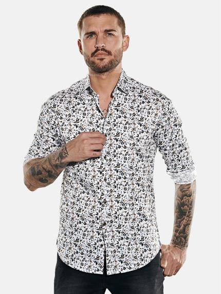emilio adani Langarm-Hemd mit floralem Print Rehbraun