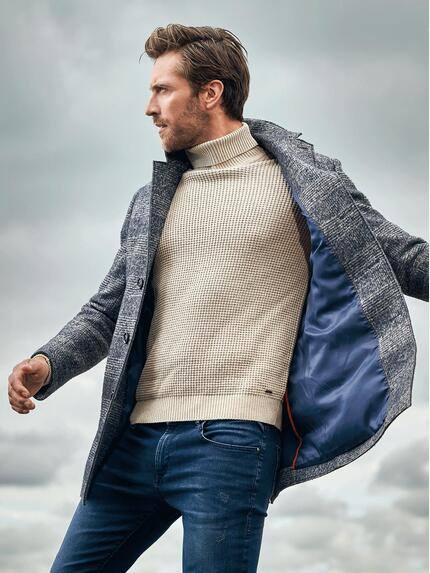 emilio adani Herren Stilvoller Karo-Mantel Blau 30226 emilio adani Herren Stilvoller Karo-Mantel Blau 30226