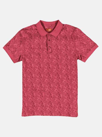 emilio adani Herren Sommerliches Poloshirt mit Print Rot 31341