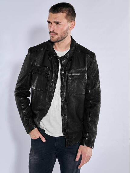 emilio adani Lederjacke slim fit Schwarz