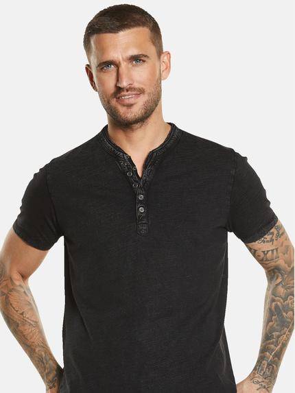 emilio adani Herren Henley-Shirt aus Baumwolle Schwarz 34543 emilio adani Herren Henley-Shirt aus Baumwolle Schwarz 34543
