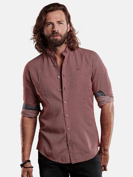 emilio adani Hemd in sportiver Two-Tone Warenoptik Bordeaux