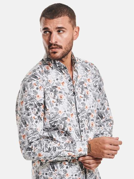 emilio adani Herren Langarm-Hemd gemustert Grau 32429 emilio adani Herren Langarm-Hemd gemustert Grau 32429