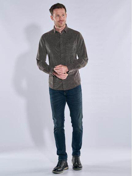 engbers Herren Cordhemd Grau 39444