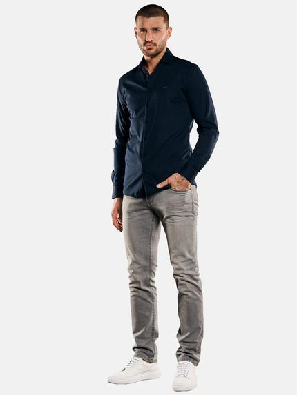 emilio adani Herren Langarm-Hemd in Jersey-Qualität Blau 32884 emilio adani Herren Langarm-Hemd in Jersey-Qualität Blau 32884