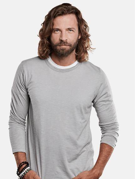 emilio adani Herren lockeres langarm Shirt aus Slub Jersey Grau 28835 emilio adani Herren lockeres langarm Shirt aus Slub Jersey Grau 28835