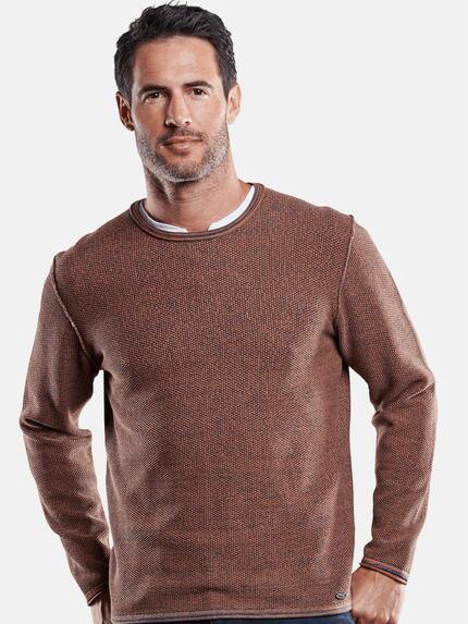 engbers Herren Rundhalspullover mit Rollkanten Dunkelorange 28923