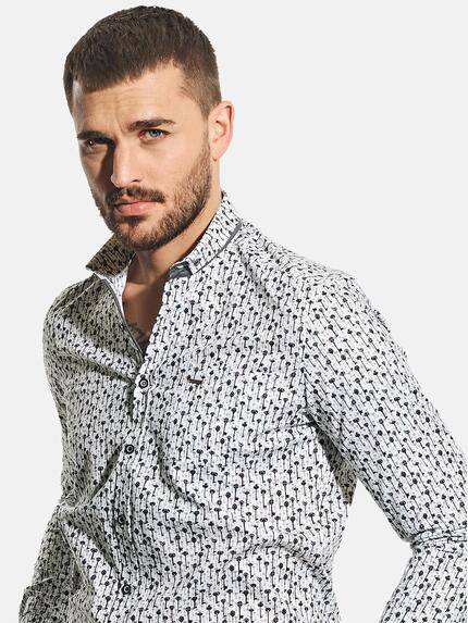 emilio adani Herren Langarmhemd mit stylischem All-Over Print Blau 31235 emilio adani Herren Langarmhemd mit stylischem All-Over Print Blau 31235