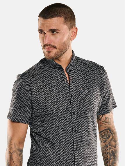 emilio adani Herren Kurzarm-Hemd aus Jersey Schwarz 33081 emilio adani Herren Kurzarm-Hemd aus Jersey Schwarz 33081