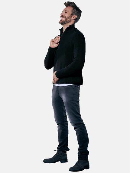 emilio adani Herren Hochwertiger Troyer-Pullover Schwarz 30937 emilio adani Herren Hochwertiger Troyer-Pullover Schwarz 30937