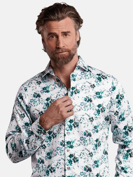 ENGBERS GERMANY Herren Langarmhemd mit modischem All-Over Druck Petrolgruen 29785 ENGBERS GERMANY Herren Langarmhemd mit modischem All-Over Druck Petrolgruen 29785