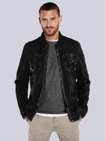 emilio adani Lederjacke slim fit Schwarz