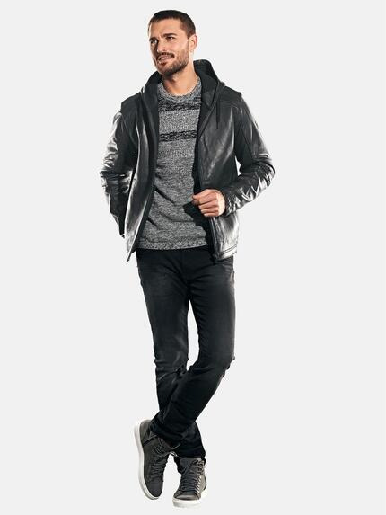 emilio adani Herren Lederjacke in gebondeter Warenqualität Grau 31878 emilio adani Herren Lederjacke in gebondeter Warenqualität Grau 31878