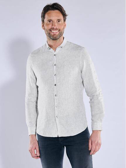 ENGBERS GERMANY Langarm-Hemd aus Leinen Khaki