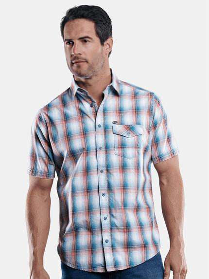 engbers Herren Kariertes Halbarmhemd Karminrot 29092