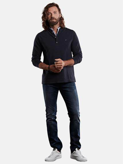emilio adani Herren Langarm-Shirt im Layering-Look Blau 28871 emilio adani Herren Langarm-Shirt im Layering-Look Blau 28871