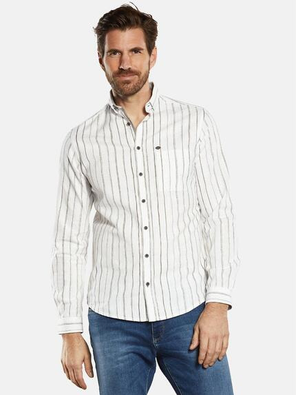 engbers Langarm-Hemd gestreift Braunbeige