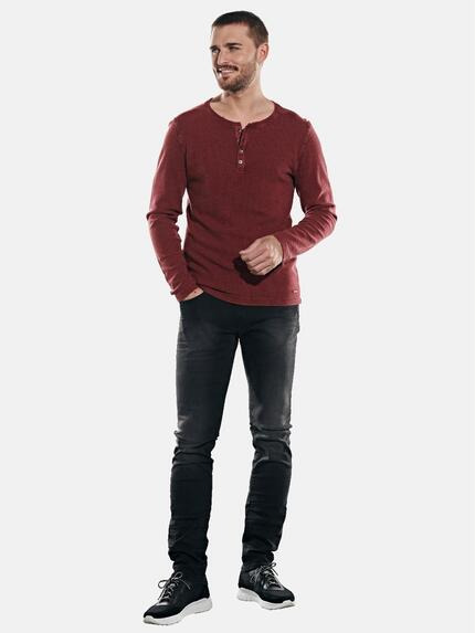 emilio adani Herren Shirt im Henley-Design Rot 31982 emilio adani Herren Shirt im Henley-Design Rot 31982