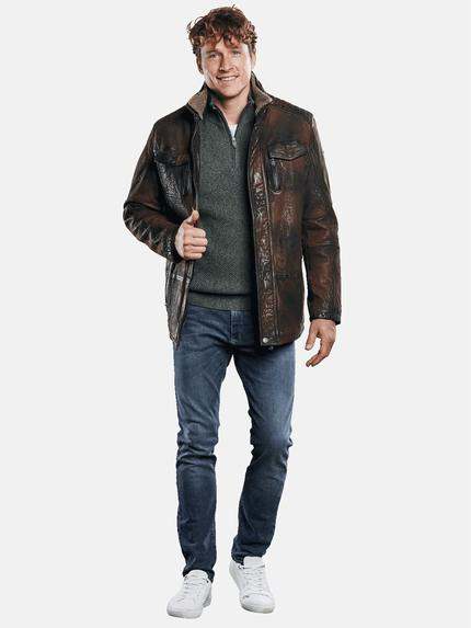 engbers Herren Lederjacke mit abnehmbarem Kunstpelz Braun 30160 engbers Herren Lederjacke mit abnehmbarem Kunstpelz Braun 30160