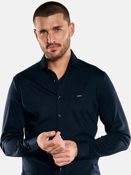 emilio adani Herren Langarm-Hemd in Jersey-Qualität Blau 32884 emilio adani Herren Langarm-Hemd in Jersey-Qualität Blau 32884