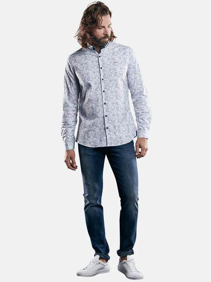 emilio adani Herren All-over Minimal Print Hemd Weiß 28966