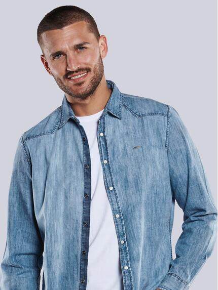 emilio adani Herren Jeans-Hemd uni Blau 33622 emilio adani Herren Jeans-Hemd uni Blau 33622