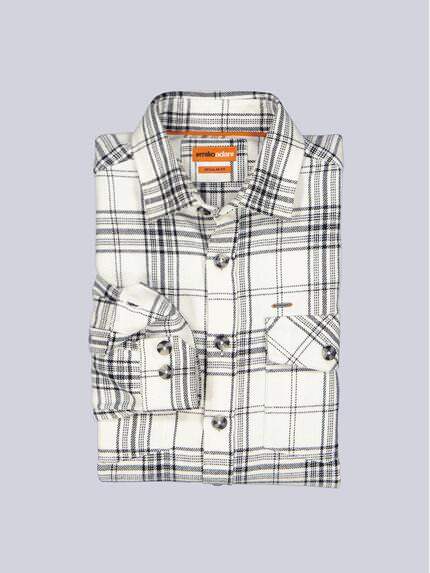 emilio adani Herren Overshirt kariert Naturweiss 39440