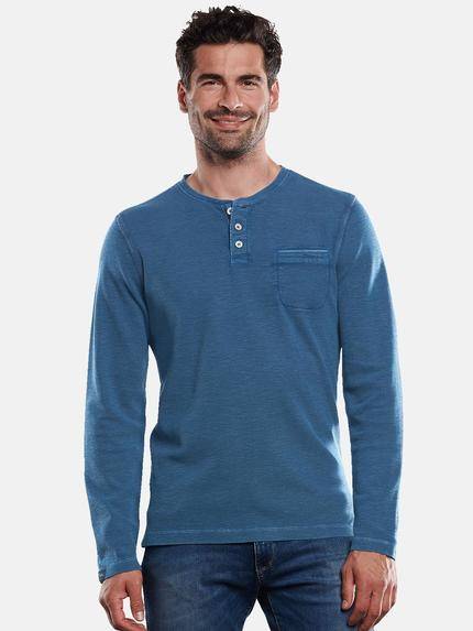 engbers Henley-Shirt authentisch gewaschen Mittelblau