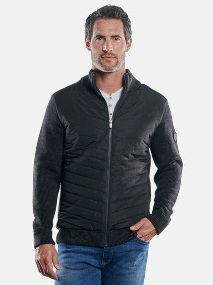 engbers Sportliche Materialmix-Strickjacke Schwarz