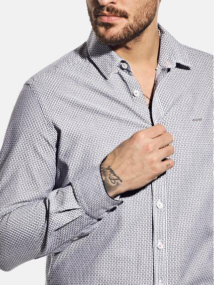 emilio adani Herren Printhemd mit feiner Struktur Blau 30323