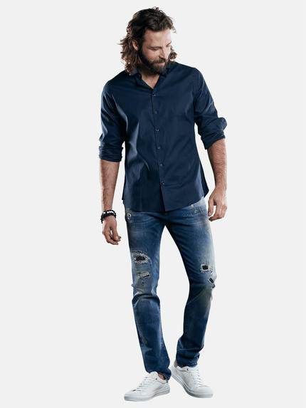 emilio adani Herren Basic Hemd Blau 29521