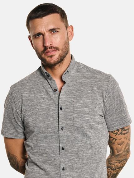 emilio adani Herren Kurzarm-Hemd meliert Grau 33089 emilio adani Herren Kurzarm-Hemd meliert Grau 33089