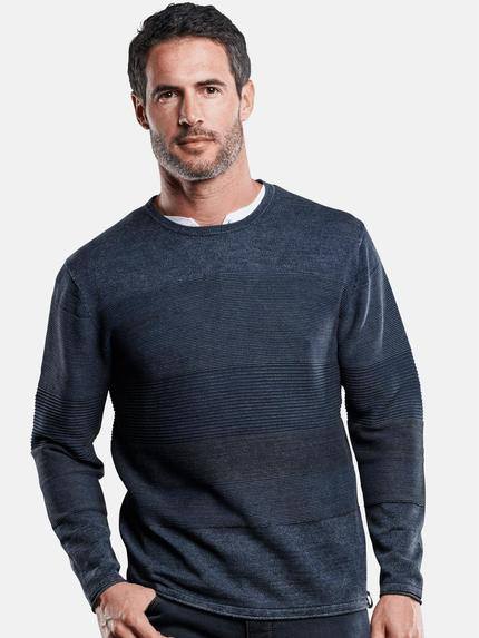 engbers Herren Pullover mit Ringelmusterung Marineblau 28920