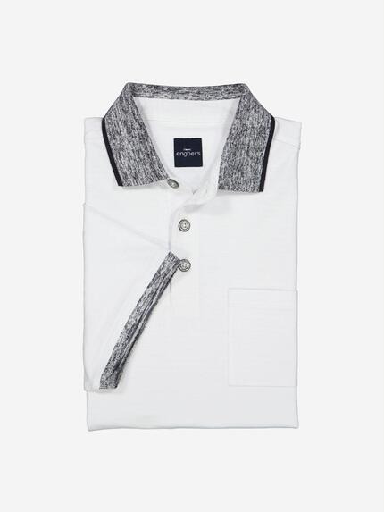 engbers Polo-Shirt strukturiert Reinweiss
