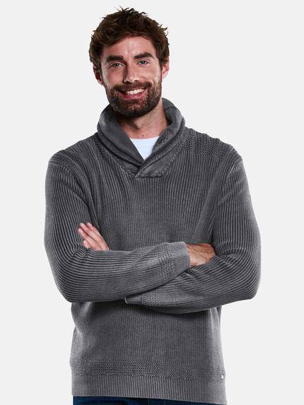 engbers Herren Pullover mit Schalkragen Grau 33852 engbers Herren Pullover mit Schalkragen Grau 33852