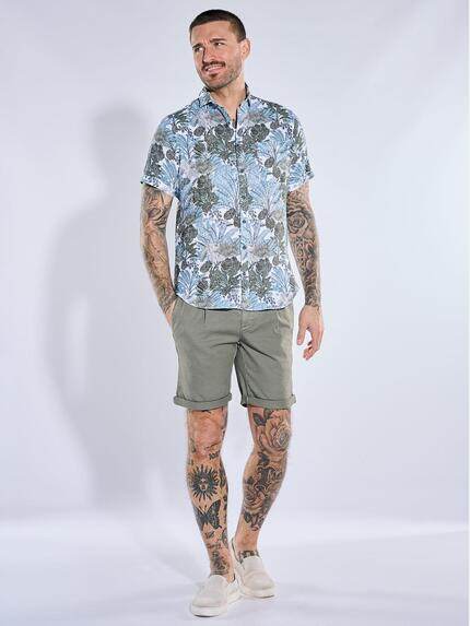 emilio adani Herren Kurzarmhemd aus Baumwolle mit botanischem Print Khaki 40700 emilio adani Herren Kurzarmhemd aus Baumwolle mit botanischem Print Khaki 40700