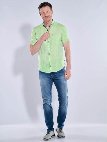 engbers Herren Kurzarm-Hemd mit Leinenanteil Hellgruen 38377 engbers Herren Kurzarm-Hemd mit Leinenanteil Hellgruen 38377