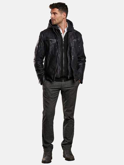 engbers Herren Lederjacke mit Inlet Schwarz 32255 engbers Herren Lederjacke mit Inlet Schwarz 32255