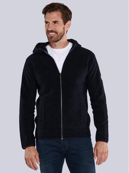 ENGBERS GERMANY Sweatjacke mit Kapuze und besonderem Farbeffekt Saphirblau