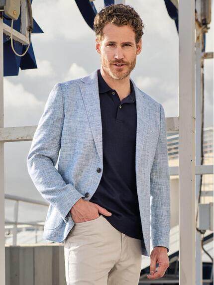 engbers Herren Sportives Freizeit-Sakko mit Leinenanteil Hellblau 40640