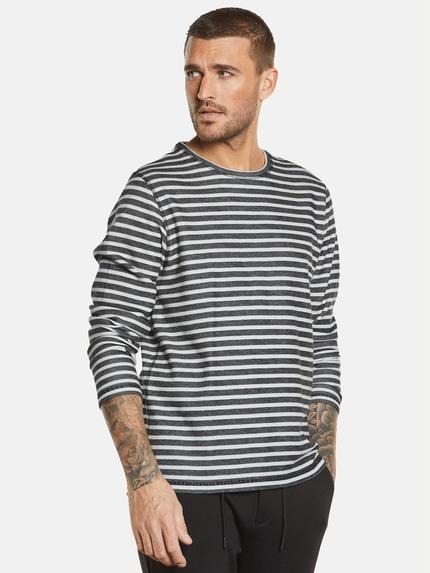 emilio adani Langarm-Shirt gestreift Dunkelgrau
