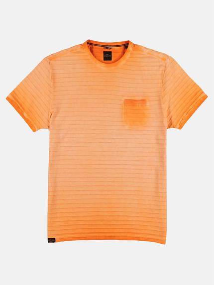 engbers Herren Rundhals T-Shirt mit Strukturstreifen Orange 29742