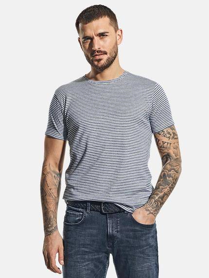 emilio adani Baumwollshirt im Streifendesign Indigoblau