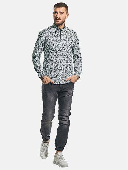 emilio adani Herren Langarm-Hemd mit All-Over-Print Grau 32067 emilio adani Herren Langarm-Hemd mit All-Over-Print Grau 32067