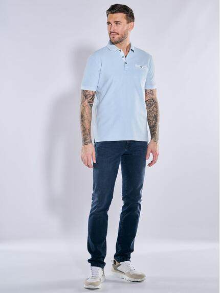 emilio adani Herren Polo-Shirt strukturiert Blau 38626 emilio adani Herren Polo-Shirt strukturiert Blau 38626