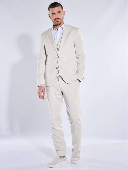 emilio adani Herren Anzugweste aus Leinenmischqualität Naturweiss 40373