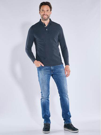 engbers Herren Langarm-Shirt mit Polokragen Saphirblau 39223
