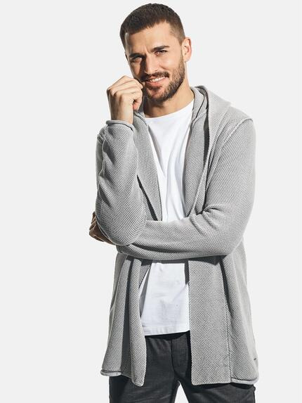emilio adani Lässige Strickjacke mit Kapuze Silbergrau
