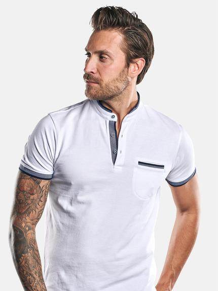 emilio adani Herren Modisches Stehkragen-Polo mit Farbakzenten Weiß 30047 emilio adani Herren Modisches Stehkragen-Polo mit Farbakzenten Weiß 30047